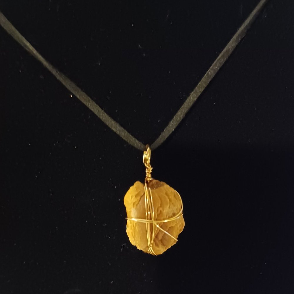 Compressed Cotton Necklace With Bauxite  Pendant